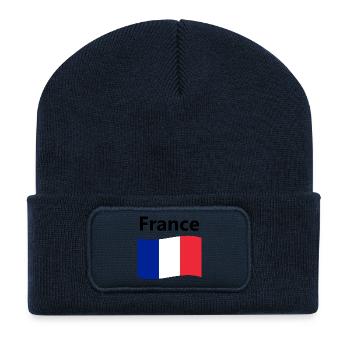 Drapeau Français - Beanie recyclé à patch - bleu marine - Devant