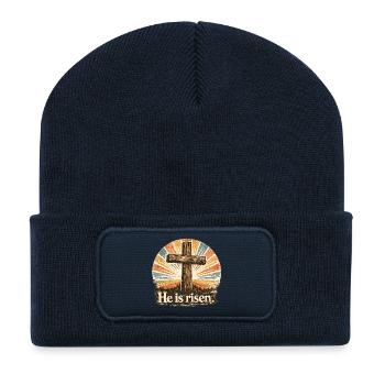 Il est ressuscité - Beanie recyclé à patch - bleu marine - Devant