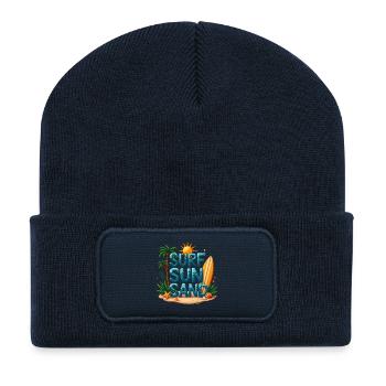 Surfen Sonne Sand Strand Design - Recycelte Patch Beanie - French Navy - Vorne