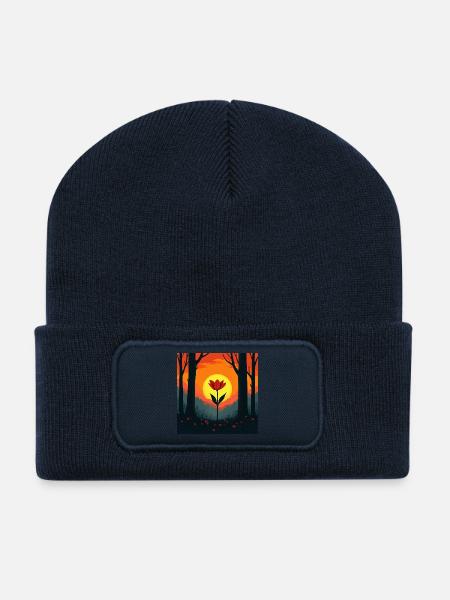 Sun rose in the forest - Recycled Patch Beanie - french navy