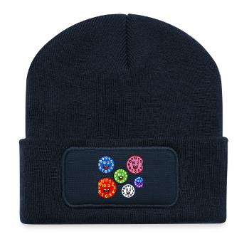Bunte Lächelnde Uhren - Recycelte Patch Beanie - French Navy - Vorne
