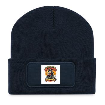 Je ne suis pas en retard, je suis en rodage - Beanie recyclé à patch - bleu marine - Devant