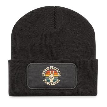 Militant pacifique non rémunéré déclarant Manifestation - Beanie recyclé à patch - charbon - Devant