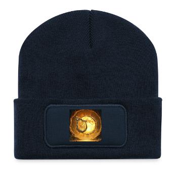 Golden Moon and Ornamental Harp - Recycled Patch Beanie - french navy - Front