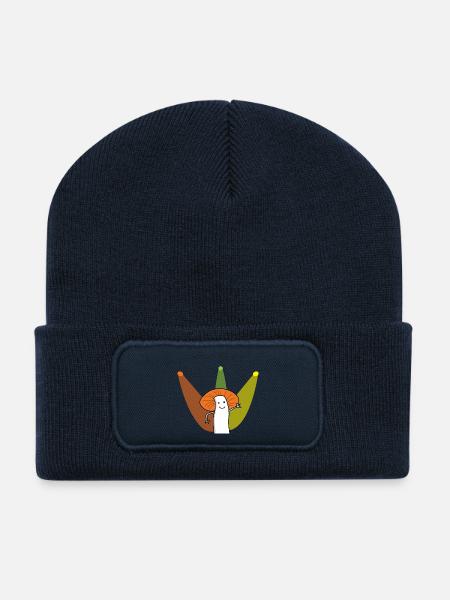 Real Fun Guy Mushroom Cartoon - Recycled Patch Beanie - french navy