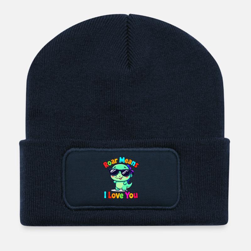 Roar Means I Love You Dino - Recycelte Patch Beanie - French Navy