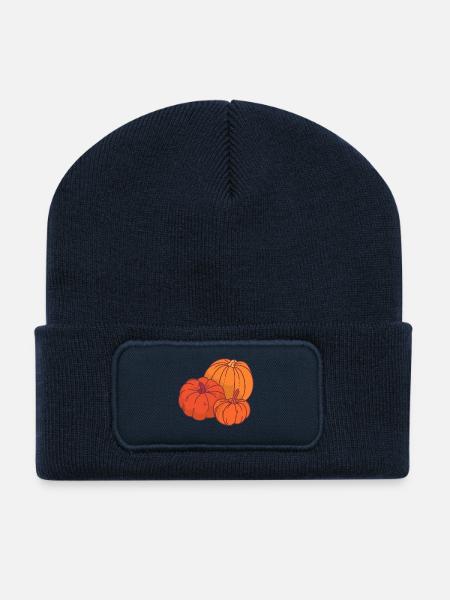 Citrouilles style dessin animé - Beanie recyclé à patch - bleu marine