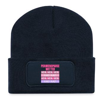 Wechseljahre Perimenopause Hitze - Recycelte Patch Beanie - French Navy - Vorne