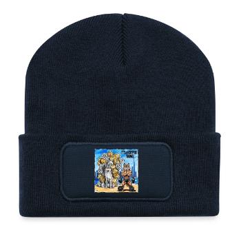 Pouvoir crypto : Animal, Chien et Loup - Beanie recyclé à patch - bleu marine - Devant