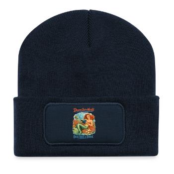 Retro Mermaid: Dive Into a Book Pin-up - Recycled Patch Beanie - french navy - Front