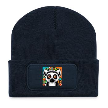Lémurien - Beanie recyclé à patch - bleu marine - Devant