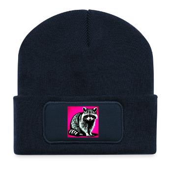 Raton laveur - Beanie recyclé à patch - bleu marine - Devant