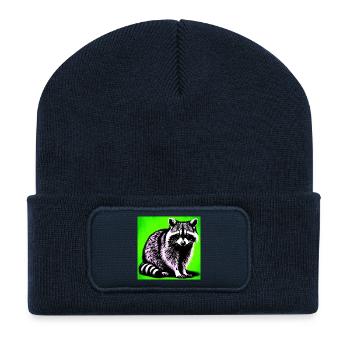 Raton laveur - Beanie recyclé à patch - bleu marine - Devant