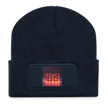 Friedensdrohnen-Neon-Schild - Recycelte Patch Beanie - French Navy - Vorne