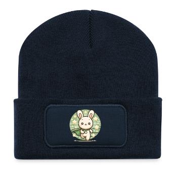 Niedlich Superheld Helden Häschen Hase Kaninchen  - Recycelte Patch Beanie - French Navy - Vorne