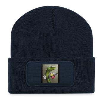 Schlange und Elektrizität - Recycelte Patch Beanie - French Navy - Vorne