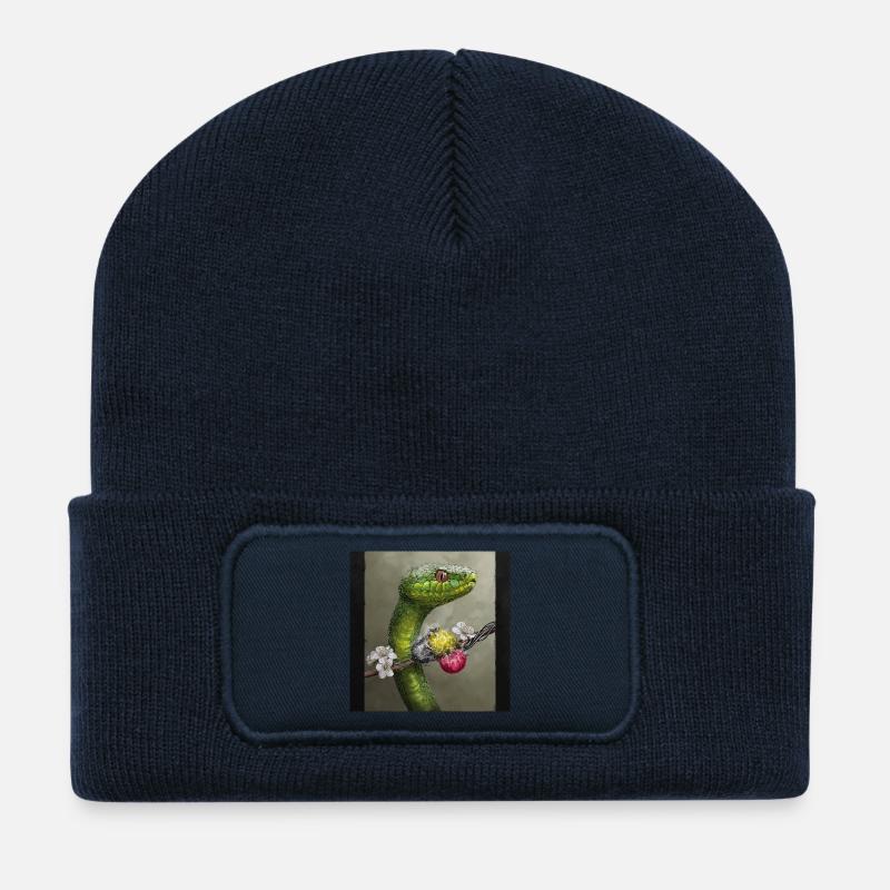 Snake and electricity - Recycled Patch Beanie - french navy
