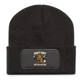 Lustiges Gym Capybara - Don't Fart - Gewichtheben - Recycelte Patch Beanie - Dunkelgrau - Vorne