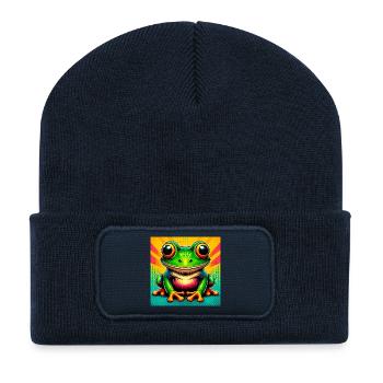 grenouille - Beanie recyclé à patch - bleu marine - Devant