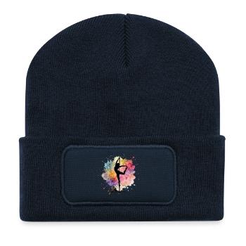 Pole Dance Silhouette – Watercolor Art Design - Recycled Patch Beanie - french navy - Front