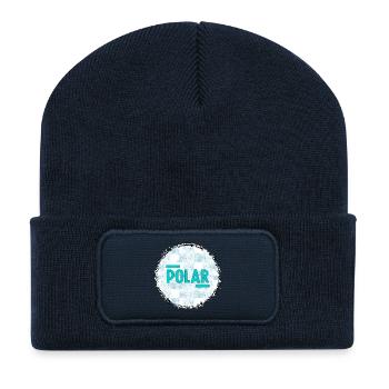 Polar Eisblau Logo Muster - Recycelte Patch Beanie - French Navy - Vorne