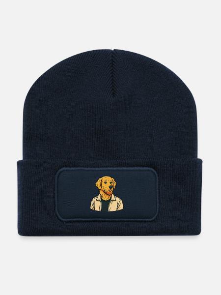 Golden Retriever as Human Funny Dog Shirt - Recycled Patch Beanie - french navy