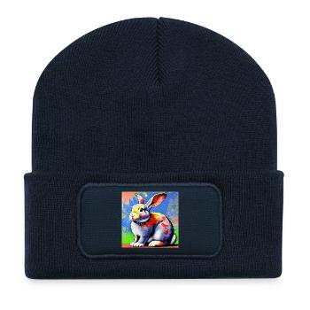 lapin - Beanie recyclé à patch - bleu marine - Devant