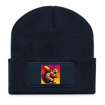 Eichhörnchen - Recycelte Patch Beanie - French Navy - Vorne