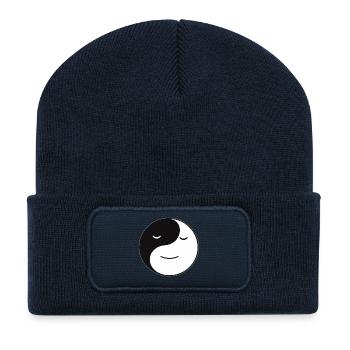 Yin Yang Smiling Serenity, Zen Design - Recycled Patch Beanie - french navy - Front