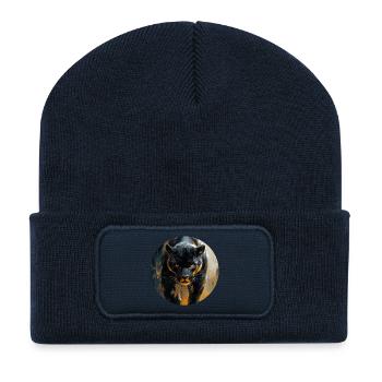 Design de Panthère noire - Recycelte Patch Beanie - French Navy - Vorne