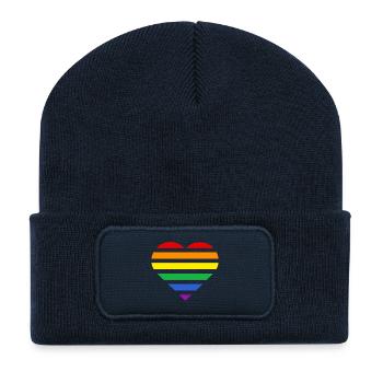 Pride Flag Heart · Classic Rainbow - Recycled Patch Beanie - french navy - Front