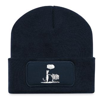 Où est la nourriture pour chien déjà ? – Chat Shopping - Beanie recyclé à patch - bleu marine - Devant