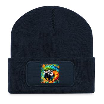 perroquet - Beanie recyclé à patch - bleu marine - Devant