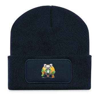 Koala DJ chez Gartenbeats - Beanie recyclé à patch - bleu marine - Devant