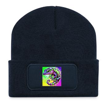 Gecko - Beanie recyclé à patch - bleu marine - Devant