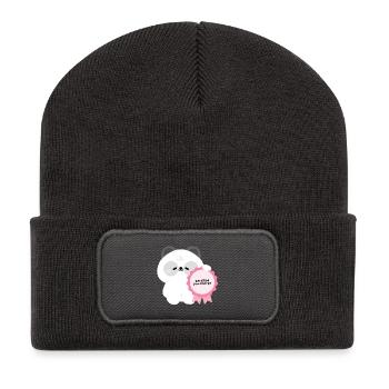Zertifizierter Low Energy Panda - Recycelte Patch Beanie - Dunkelgrau - Vorne