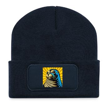 Phoque - Beanie recyclé à patch - bleu marine - Devant
