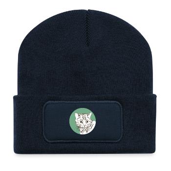 Katze - Recycelte Patch Beanie - French Navy - Vorne