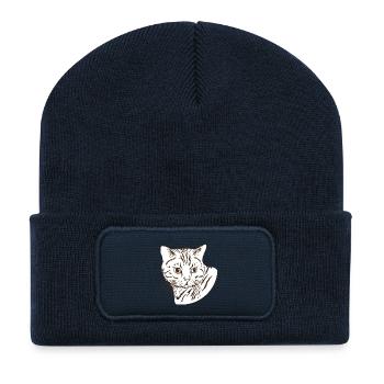 Katze - Recycelte Patch Beanie - French Navy - Vorne