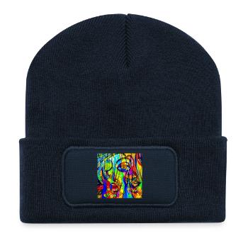 Farbmuster Face-Abstract - Recycelte Patch Beanie - French Navy - Vorne