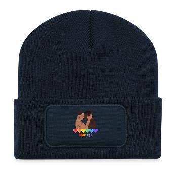 Pride Love Couple LGBTQ+ Hearts Design - Recycelte Patch Beanie - French Navy - Vorne