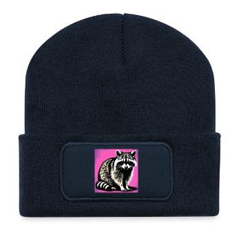 Raton laveur - Beanie recyclé à patch - bleu marine - Devant