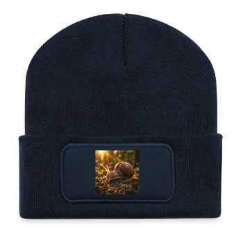 Sunset snail in mossy forest - Recycled Patch Beanie - french navy - Front