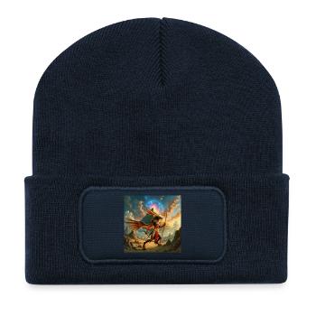 Geflügelter Wächter über der Pyramide - Recycelte Patch Beanie - French Navy - Vorne