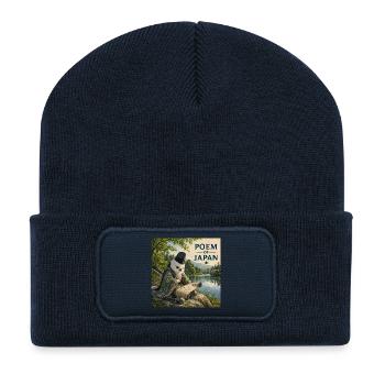Oiseau poète japonais Shima Enaga - Beanie recyclé à patch - bleu marine - Devant