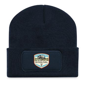 Feldfreiheit Frieden Traktor Patch - Recycelte Patch Beanie - French Navy - Vorne