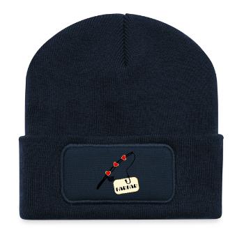 Grandfather fishing - Recycled Patch Beanie - french navy - Front