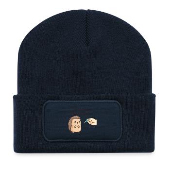 J'AI PEUR DES PIQÛRES - hérisson drôle enfant - Beanie recyclé à patch - bleu marine - Devant