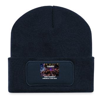 Unsere_Stammkneipe_Unbelehrbar - Recycelte Patch Beanie - French Navy - Vorne