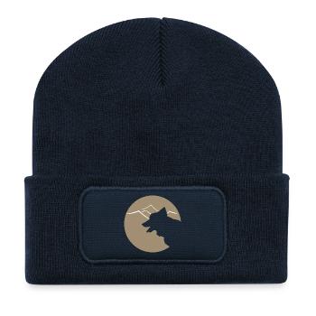 Dog silhouette in mountains or dunes - Recycled Patch Beanie - french navy - Front